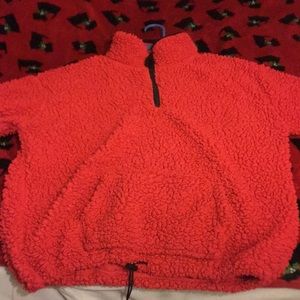 Fuzzy red sweater